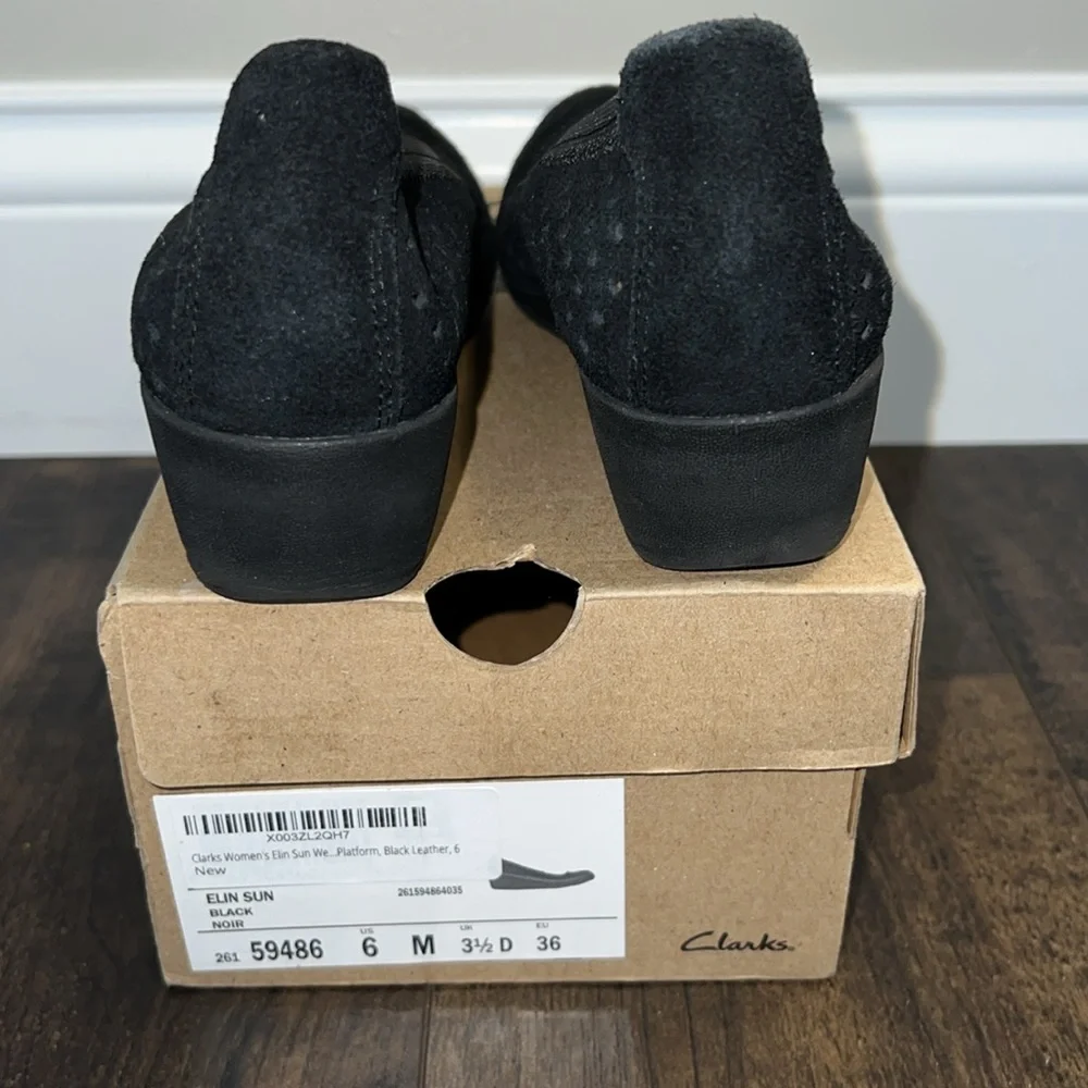 NIB Clarks Elin Sun Perforated Wedge